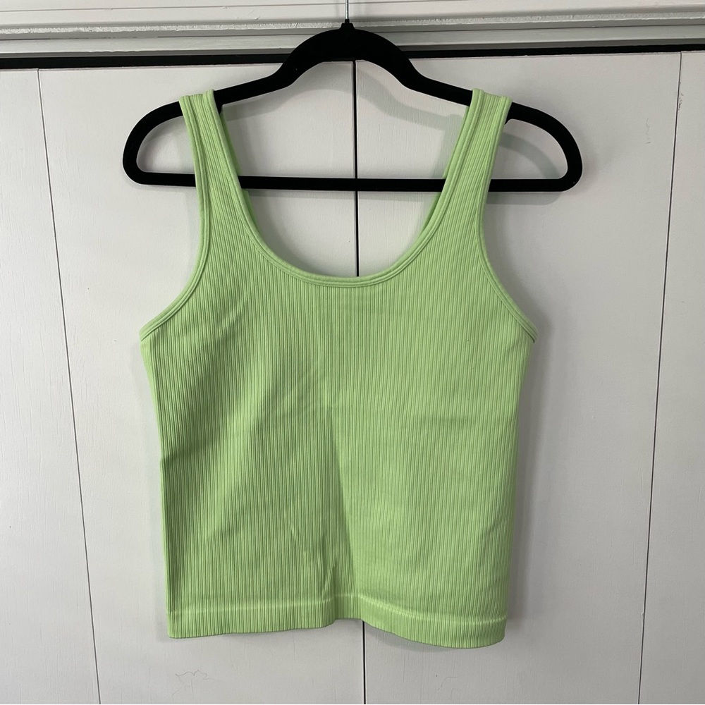 A New Day Green Fitted Sleeveless Tank Top